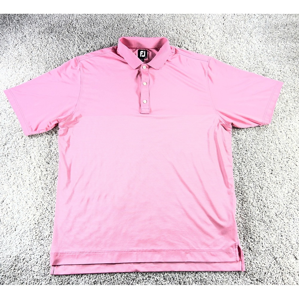 FootJoy FJ Mens XL Pink Micro Stripe Short Sleeve Golf Polo Shirt